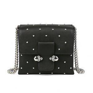 Alexander McQueen Double Skull Leather Shoulder Bag